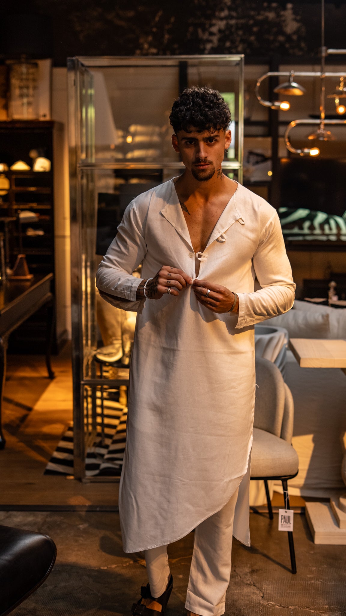 Tunica de lino White Eagle