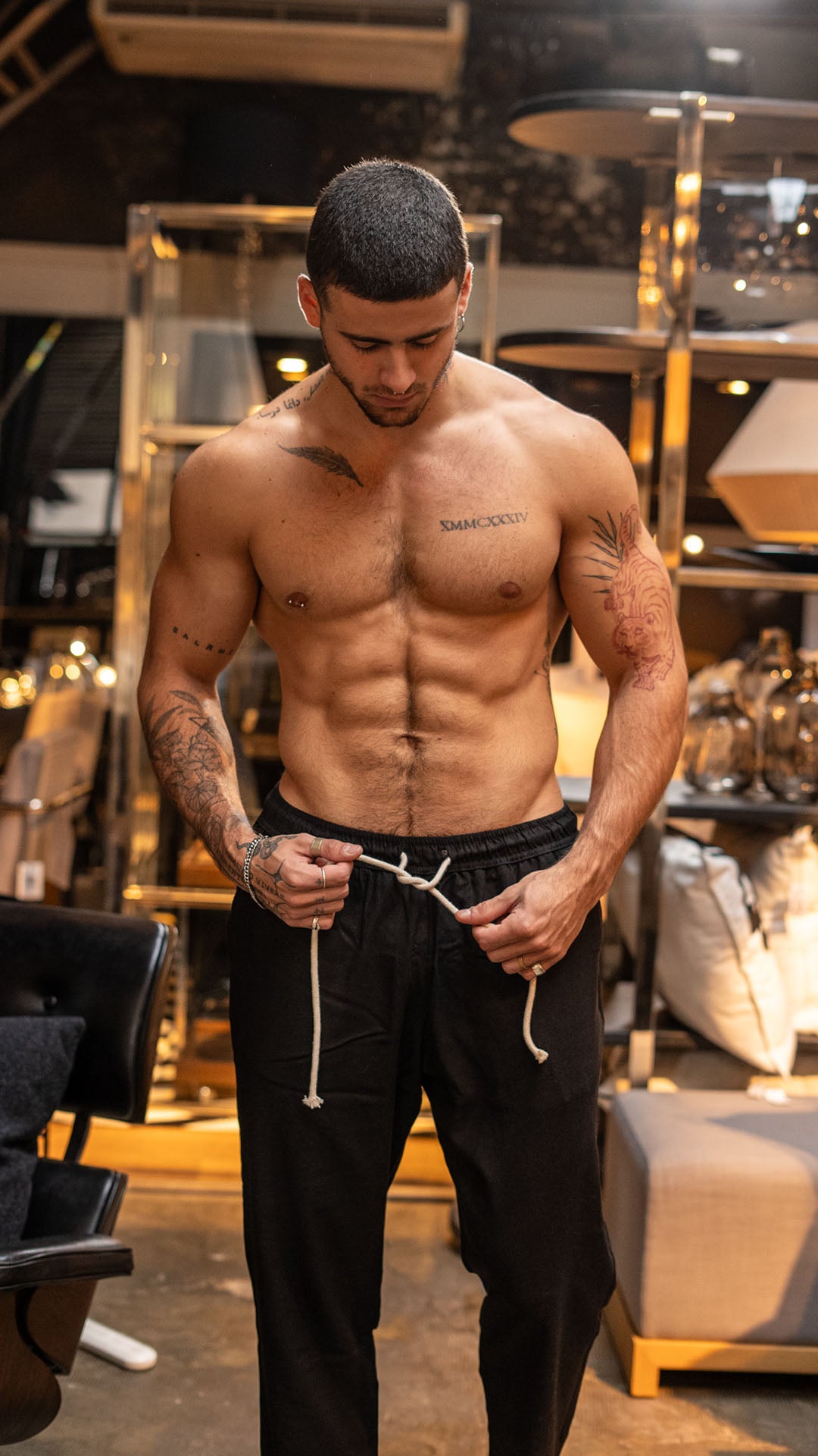 Pantalon de lino black con bajo recto