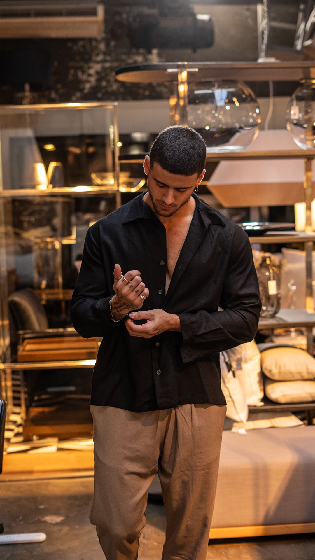 Camisa de lino Ibiza Black Bronze