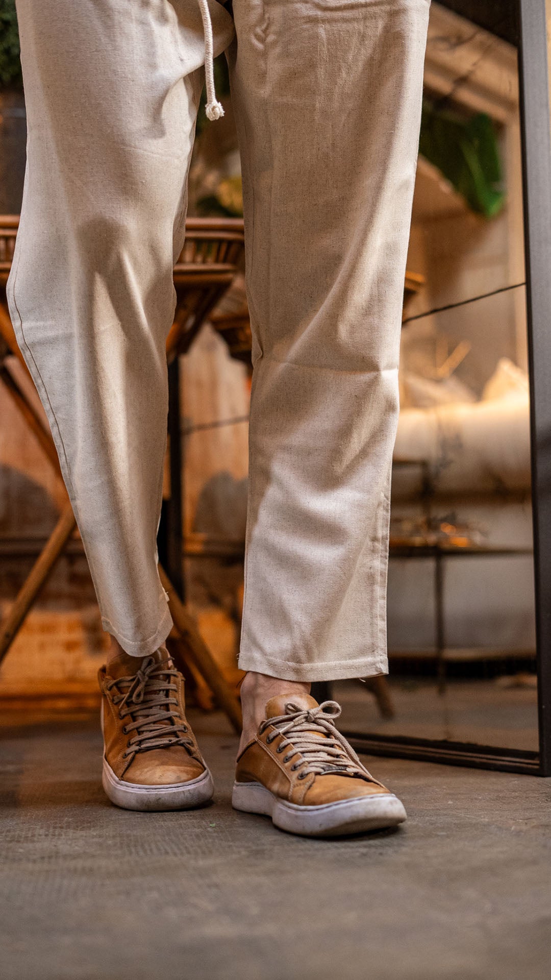 Pantalon de lino con bajo recto