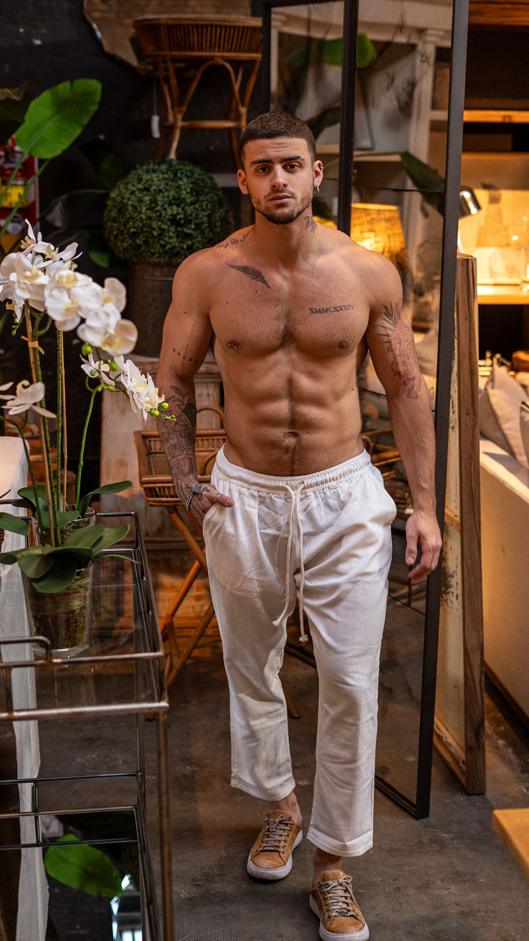 Pantalon de lino jazmin con bajo recto