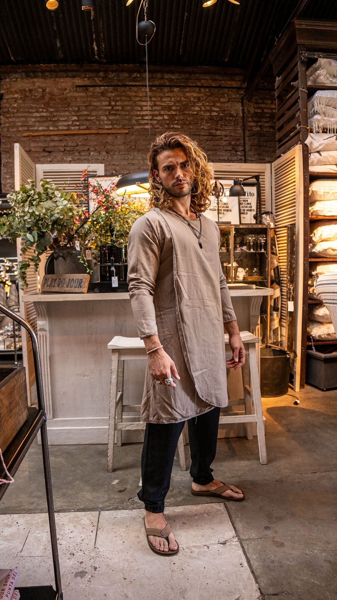 Camisola de lino Tostada