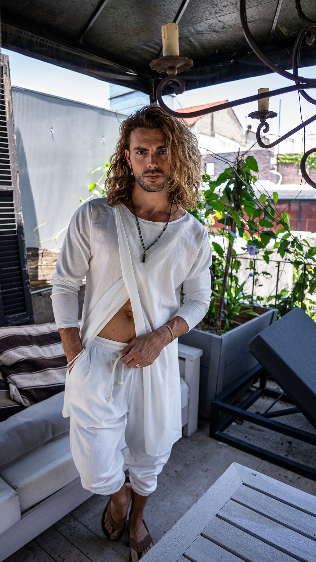 Camisola de lino White